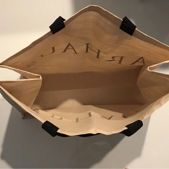 Arhaus Tan XLarge Tote Bag with Black Handles - Picture 2 of 5